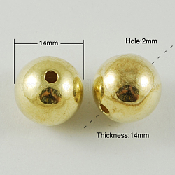 CCB Plastic Beads, Round, Golden, 14mm, Hole: 2mm