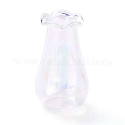 Miniature Glass Vase Ornaments, Micro Toys Dollhouse Accessories Pretending Prop Decorations, Colorful, 27.5~29x15.5~16mm, Hole: 6mm