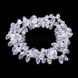 Electroplate Glass Faceted Teardrop Beads Strands, Top Drilled Beads, AB Color Plated, Clear AB, 11.5~13x6mm, Hole: 1mm, about 92~95pcs/strand, 16.5 inch