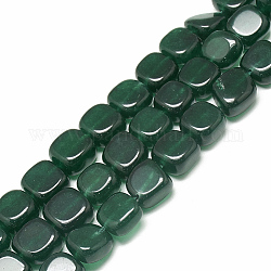 Hilos de abalorios de jade blanco natural, teñido, cuadrado, verde oscuro, 13.5~14x13.5~14x7.5~8mm, agujero: 1 mm, aproximamente 27~28 pcs / cadena, 14.56 pulgada