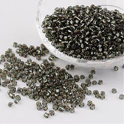 8/0 perline di vetro, foro tondo argento rivestito, tondo, grigio chiaro, 3mm, Foro: 1 mm, circa 1097pcs/50g