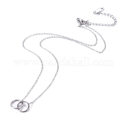 Collares colgantes de 304 acero inoxidable, con cadenas de cable, anillo, color acero inoxidable, 15.6 pulgada (39.7 cm)