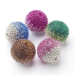 Austrian Crystal Beads, Pave Ball Beads, with Polymer Clay inside, Round, Mixed Color, Size: about 18mm in diameter, hole: 1.5mm