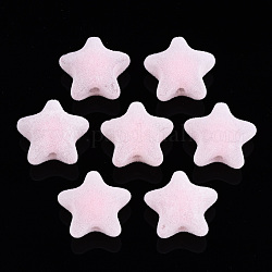 Flockige Acrylperlen, Perle in Perlen, Stern, rosa, 18.5x20x12 mm, Bohrung: 2.8 mm