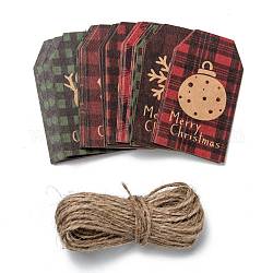 Etichette regalo in carta, cartellini, con spago di iuta, per le decorazioni natalizie, colore misto, 8.1x4.6x0.05cm, Foro: 4 mm, 50pcs/scatola