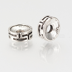 Tibetan Style Spacer Beads, Flat Round, Cadmium Free & Nickel Free & Lead Free, Antique Silver, 7.5x3mm, Hole: 2mm