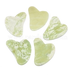 Nouvelles planches de gua sha en jade naturel, grattage des outils de massage, outils pour le visage gua sha, cœur, 80~82.5x59~62.5x4~6mm