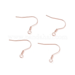 304 Stainless Steel Earring Hooks, Ear Wire, with Horizontal Loop, Rose Gold, 17~18x18~20x2mm, Hole: 2mm, Pin: 0.7mm