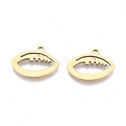 Ion Plating(IP) 201 Stainless Steel Pendants, Laser Cut, Rugby, Golden, 11x15.5x1mm, Hole: 1.4mm