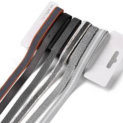 18 Yards 6 Styles Polyester Ribbon, for DIY Handmade Craft, Hair Bowknots and Gift Decoration, Gray Color Palette, Gray, 3/8~1/2 inch(9~12mm), about 3 yards/style