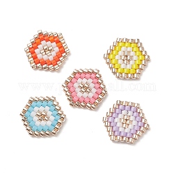Perles de rocailles japonaises miyuki faites à la main, motif de tissage, hexagone, couleur mixte, 12x13x2mm