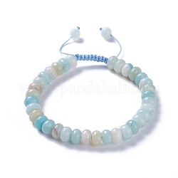 Adjustable Natural Flower Amazonite Braided Bead Bracelets, with Nylon Cord, 2 inch~2-1/2 inch(5.2~6.6cm)
