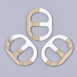 Rubberized Style Acrylic Slide Buckles, Webbing Belts Buckles, Clothing Decorations, Oval, White, 71.5x53x3.5mm