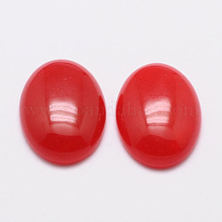 Dyed Oval Natural Jade Cabochons, Red, 14x10x4.5mm