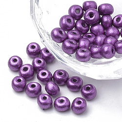 ベーキングペイントガラスのシードビーズ6/0  ラウンド  青紫色  4~4.5x3mm  穴：1~1.2mm  約4500個/袋  約450 G /袋