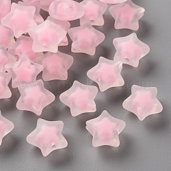 Transparente Acryl Perlen, matt, Perle in Perlen, Stern, rosa, 14x15x8.5 mm, Bohrung: 2 mm, ca. 518 Stk. / 500 g