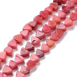 Natur Calcit Perlen Stränge, gefärbt, Dreieck, rot, 5.5x6x3.5 mm, Bohrung: 0.8 mm, ca. 81 Stk. / Strang, 15.94 Zoll (40.5 cm)