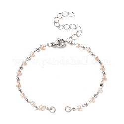 Creazione di braccialetti a catena con perline di vetro cubico, con chiusure lobster , argento, 6-1/4 pollice (16 cm)