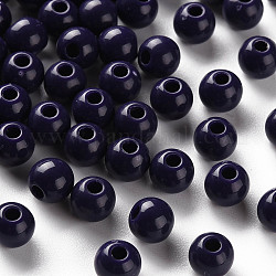 Opake Legierung Perlen, Runde, Preußischblau, 6x5 mm, Bohrung: 1.8 mm, ca. 4400 Stk. / 500 g