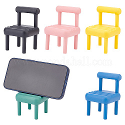 Nbeads 5 set 5 colori supporto per cellulare in plastica a forma di mini sedia, portacellulare staccabile in plastica, colore misto, 6.15x6.15x1.3cm, 1 set / colore