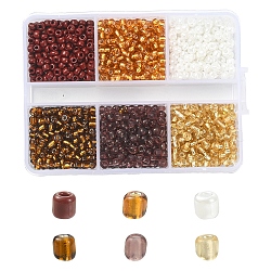 42g 6 colores 8/0 cuentas de semillas de vidrio transparente, plata forrada, redondo, color mezclado, 3mm, agujero: 1 mm, 7 g / color