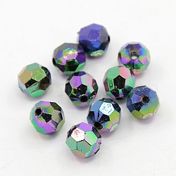 Kunststoffbeschichtung Acryl facettiert rund Perlen, Multi-Farbe plattiert, 8 mm, Bohrung: 1.5 mm, ca. 1800 Stk. / Pfund