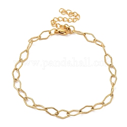 304 браслет-цепочка из нержавеющей стали для женщин, золотые, ромб, 7-1/2 дюйм (18.9 см), ссылка: 9x5 mm