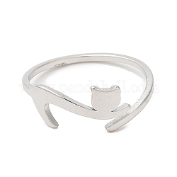 304 anillo ajustable de gato de acero inoxidable para mujer., color acero inoxidable, diámetro interior: 16.6 mm