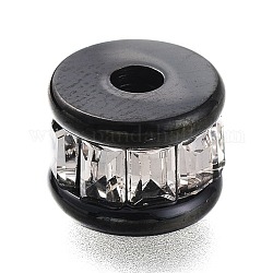Abalorios de 304 acero inoxidable, con rhinestone de cristal, columna, electroforesis negro, 8x6mm, agujero: 2 mm