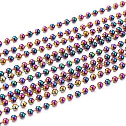 Ionenbeschichtung (IP) 304 Edelstahlkugelkettenhalsketten, mit Kugelkette Steckverbinder, Regenbogen-Farb, 23.62 Zoll (60 cm), Perlen: 2.4 mm