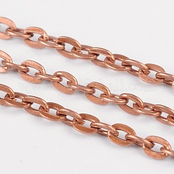 Iron Cable Chains, Unwelded, with Spool, Flat Oval, Cadmium Free & Nickel Free & Lead Free, Red Copper, 4x2.7x0.7mm, about 328.08 Feet(100m)/roll