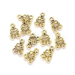 Tibetan Style Links, Lead Free and Cadmium Free, Heart, Antique Golden, 15x10x2mm, Hole: 2mm
