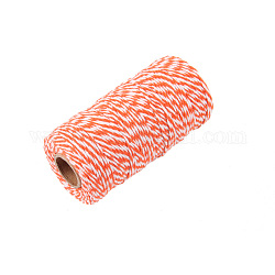 Zweifarbig gestreifte Baumwollgarne, dekorative Schnurfäden, für DIY, Geschenkverpackung und Schmuckherstellung, orange, 1.5 mm, ca. 109.36 Yard (100m)/Rolle