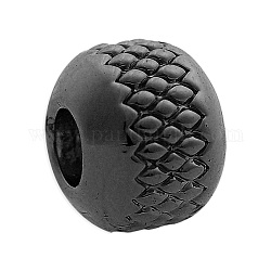 Perles en laiton, grand trou, pneu, électrophorèse noir, 8x6.5mm, Trou: 3.5mm, 3 pcs /sachet 