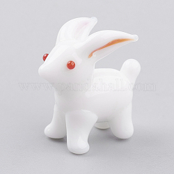 Кролик украшения для дома, украшения ручной работы дисплея бусины, 3 d кролика, белые, 20x11x21 мм