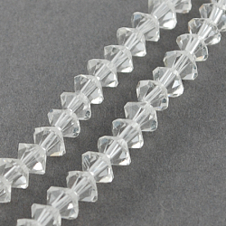 Glass Bead Strands, Faceted, Bicone, Clear, 8x4~5mm, Hole: 1.5mm, about 100pcs/strands, 18inch