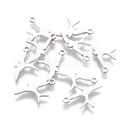 201 Stainless Steel Pendants, Bird, Stainless Steel Color, 18.5x10.6x1mm, Hole: 1.5mm