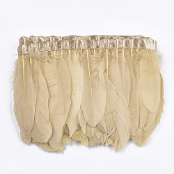 Garniture de franges de plumes d'oie, accessoires de costumes, teinte, kaki clair, 145~195 mm, environ 2 m / sac
