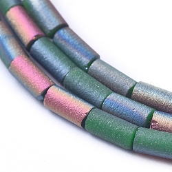 Fili di perle di vetro smerigliato elettrolitico, colonna, verde mare, 5x2.5mm, Foro: 0.7 mm, circa 99pcs/filo, 19.6 pollice (50 cm)