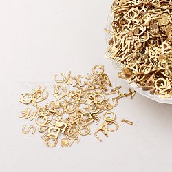 Accessori ornamentali paillette / paillettes in plastica, alfabeto, oro, 5.5x5.5~6x0.1mm