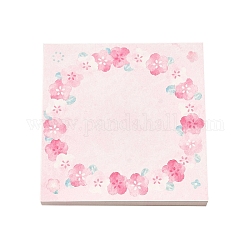 100 Blatt Haftnotizblock mit Blumenmuster, Aufkleber Tabs, zum Lesen in der Büroschule, Viereck, Perle rosa, 80x80x0.1 mm