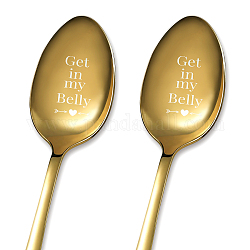 Stainless Steel Spoons Set, with Packing Box, Word Pattern, Golden Color, Word, 182x43mm, 2pcs/set
