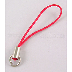 Sangle de téléphone portable, coloré bricolage courroies de téléphone cellulaire, emembouts en alliage avec anneaux en fer, rouge, 6 cm