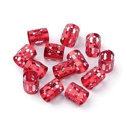 Aluminium Dreadlocks Perlen Haarschmuck, Haarspulenmanschetten, rot, 9x8 mm, Bohrung: 7 mm