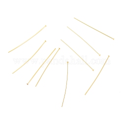 Pasadores de cabeza plana de latón, Plateado de larga duración, real 18k chapado en oro, 51x0.7mm, cabeza: 2 mm