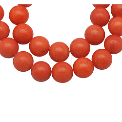 Природный нефрит машан бусины нитки, окрашенные, круглые, оранжево-красный, 8 мм, отверстие : 1.2 мм, около 51 шт / нитка, 16 дюйм