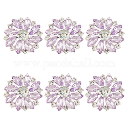 FINGERINSPIRE 6 PCS Shiny Flower Rhinestone Buttons 1 inch Brass Rhinestone Shank Buttons Plum Crystal Embellishments Sew On Buttons with 1-Hole Jewelry Decorations for Crafts Wedding Party Clothes