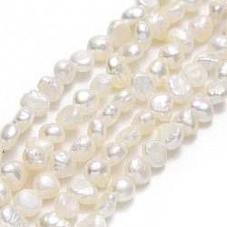 Fili di perle di perle d'acqua dolce coltivate naturali, due lati lucido, biancheria, 4.5~5x5.5x3mm, Foro: 0.7 mm, circa 80pcs/filo, 14.17'' (36 cm)