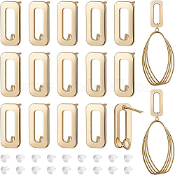 Benecreat 16 Stück echte 18 Karat vergoldete Ohrstecker, Rechteckige Ohrstecker aus Messing mit vertikalen Schlaufen und 40 Stück Ohrmuttern für die DIY-Schmuckherstellung, 0.6x0.3 Zoll