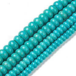 Kunsttürkisfarbenen Perlen Stränge, Rondell, Mischgröße, 8~14x5~9 mm, Bohrung: 1~1.5 mm, ca. 47~80 Stk. / Strang, 16.26~16.61'' (41.3~42.2 cm)